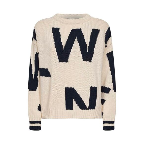 MAX MARA WEEKEND Sweaters - Max Mara Weekend Women Ivory And Blue Intarsia Knit Wkdcelebre Sweater